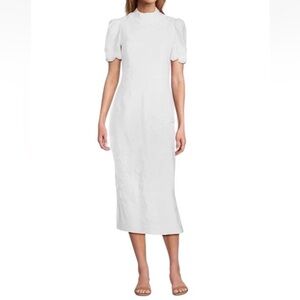 Antonio Melani Size 10 Willow Floral Applique Mock Neck Midi Dress White NWT